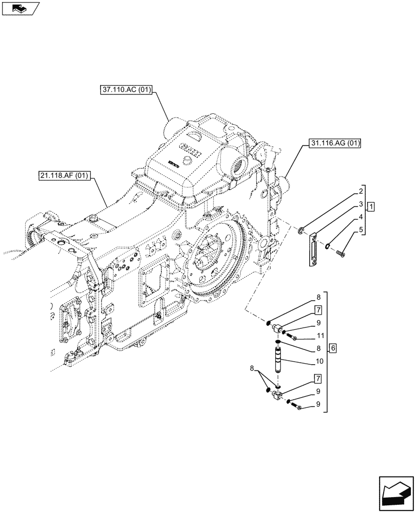 Схема запчастей Case IH MAXXUM 110 - (27.100.AB[04]) - VAR - 390283 - HOUSING, OIL, LEVEL INDICATOR (27) - REAR AXLE SYSTEM