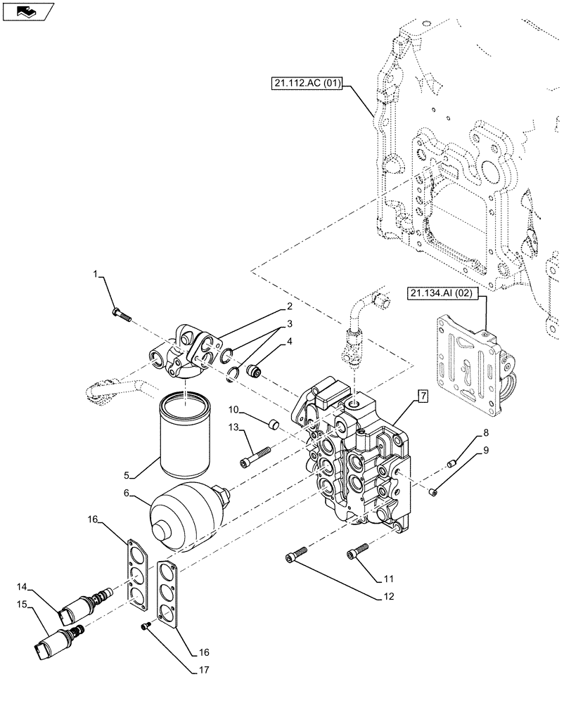 Схема запчастей Case IH MAXXUM 120 - (21.134.AI[01]) - VAR - 390283 - GEARBOX, SOLENOID VALVE (21) - TRANSMISSION