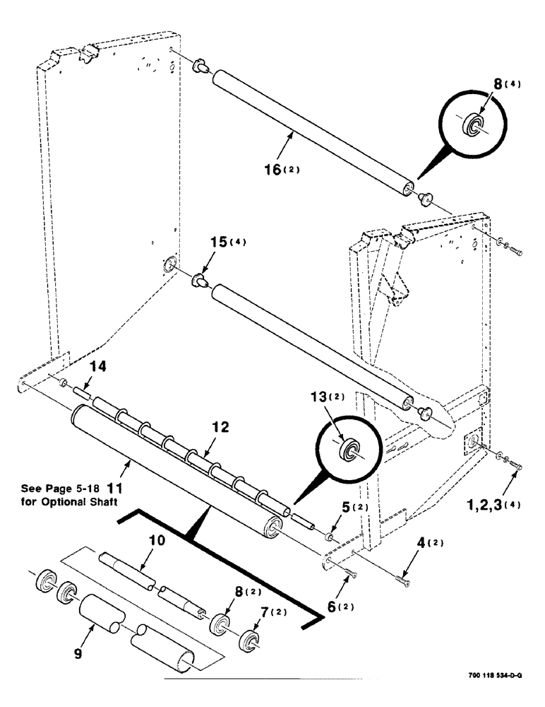 Схема запчастей Case IH 8465 - (5-14) - TAILGATE ROLLER ASSEMBLY, SERIAL NUMBER CFH0078355 AND LATER (16) - BALE EJECTOR