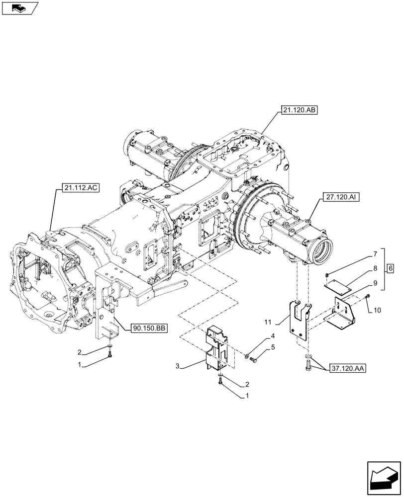 Схема запчастей Case IH MAXXUM 120 - (10.216.AI[03]) - VAR - 390142 - FUEL TANK, SUPPORT (10) - ENGINE