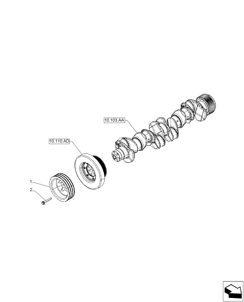 Схема запчастей Case IH F2CFA613A E001 - (10.103.AG[01]) - PULLEY, CRANKSHAFT (10) - ENGINE