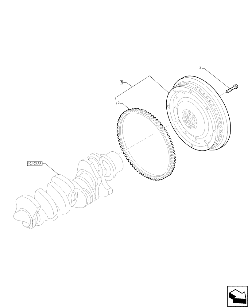 Схема запчастей Case IH F2CFA613A E001 - (10.103.AH) - ENGINE FLYWHEEL (10) - ENGINE