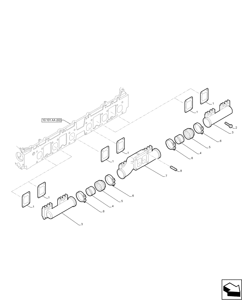 Схема запчастей Case IH F2CFA613A E001 - (10.254.AC) - EXHAUST MANIFOLD (10) - ENGINE