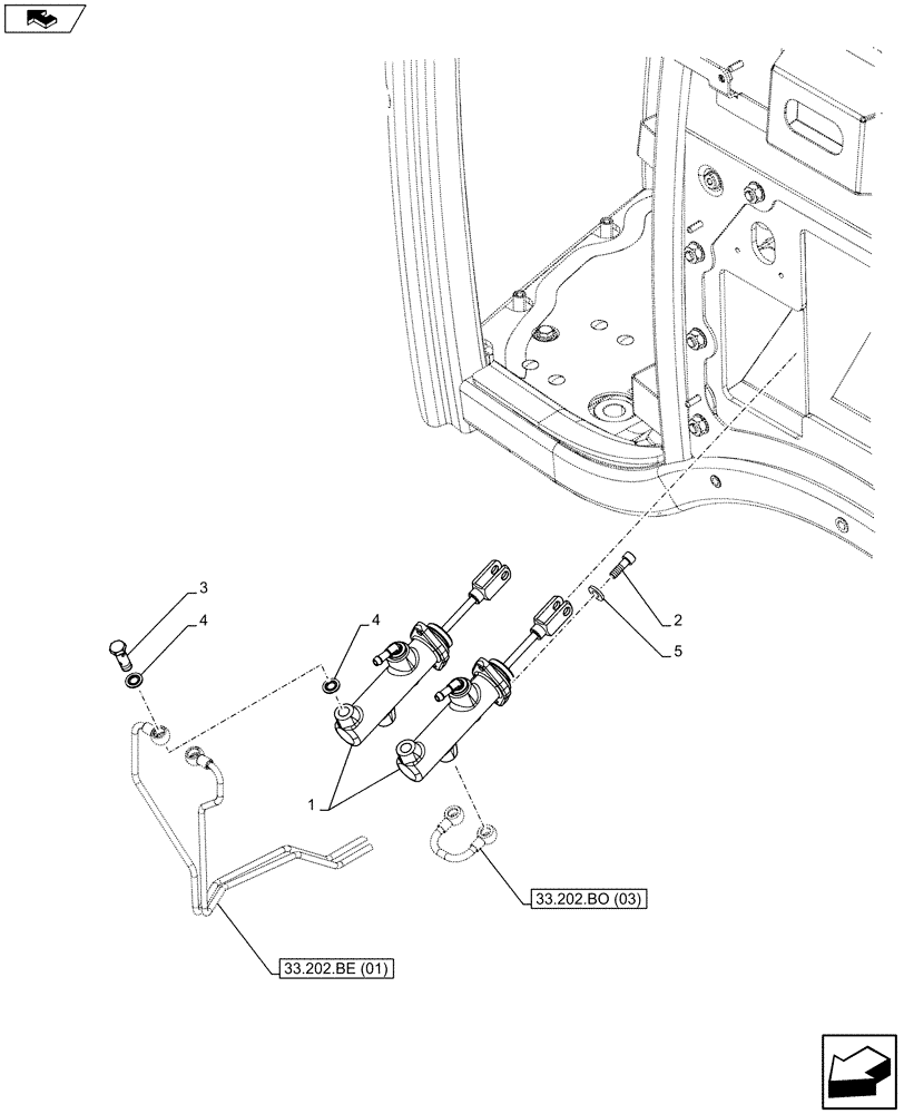 Схема запчастей Case IH FARMALL 115C - (33.202.AR[03]) - VAR - 743561, 338323, 743561 - MASTER CYLINDER (33) - BRAKES & CONTROLS