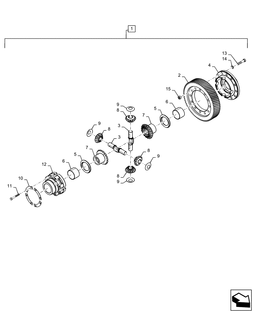 Схема запчастей Case IH 9230 - (21.182.AF[02]) - VAR - 722028 - DIFFERENTIAL ASSY, 16/71 NON-LOCKING (21) - TRANSMISSION