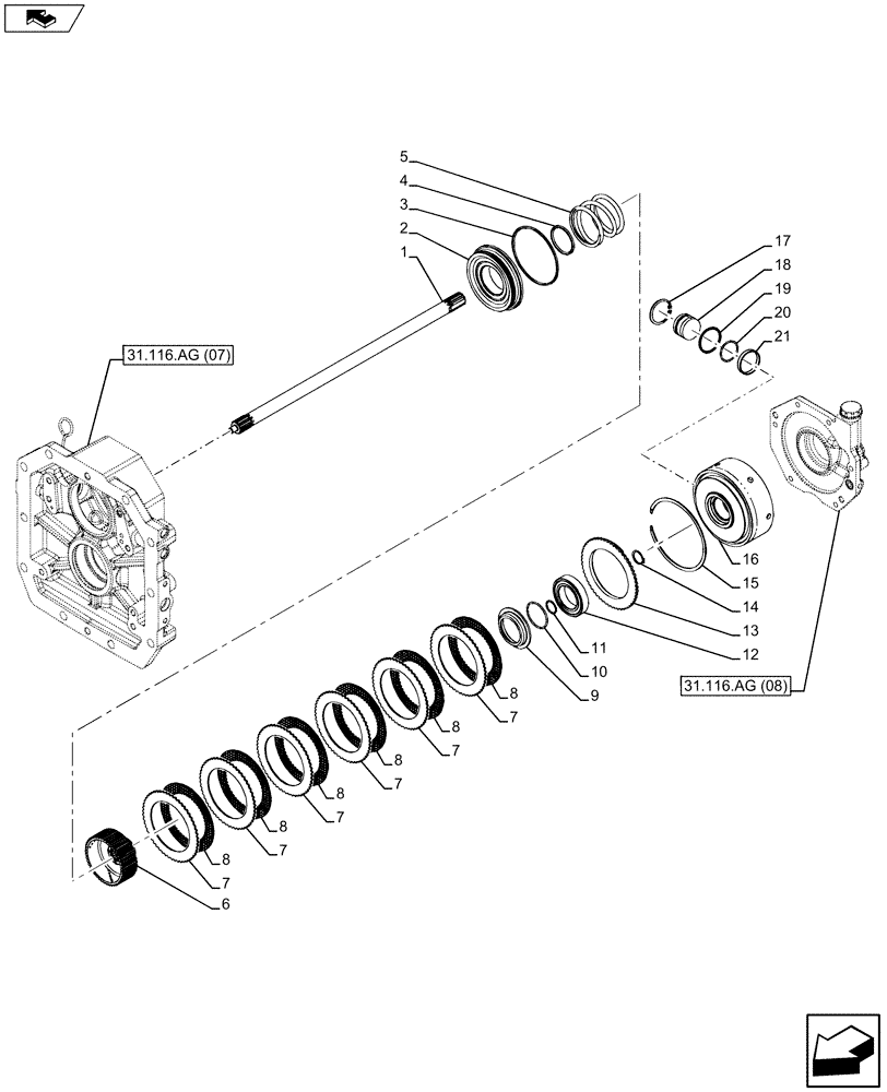 Схема запчастей Case IH FARMALL 115C - (31.116.AH[02]) - VAR - 743768 - PTO 540/540E/1000 RPM, HYDRAULIC, CLUTCH, BRAKE (31) - IMPLEMENT POWER TAKE OFF