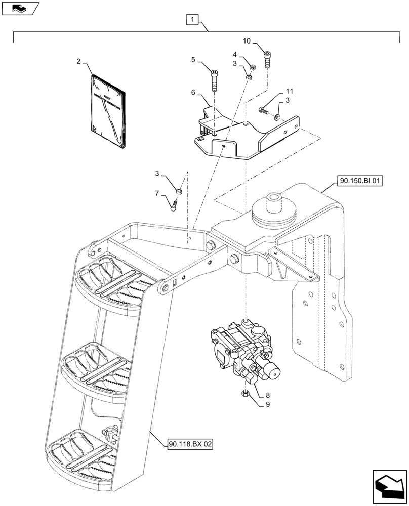 Схема запчастей Case IH MAXXUM 110 - (88.100.35[12]) - DIA KIT - 2 MECHANICAL MID MOUNTED VALVES FOR 113L/MIN CCLS - DISTRIBUTOR AND SUPPORT (88) - ACCESSORIES