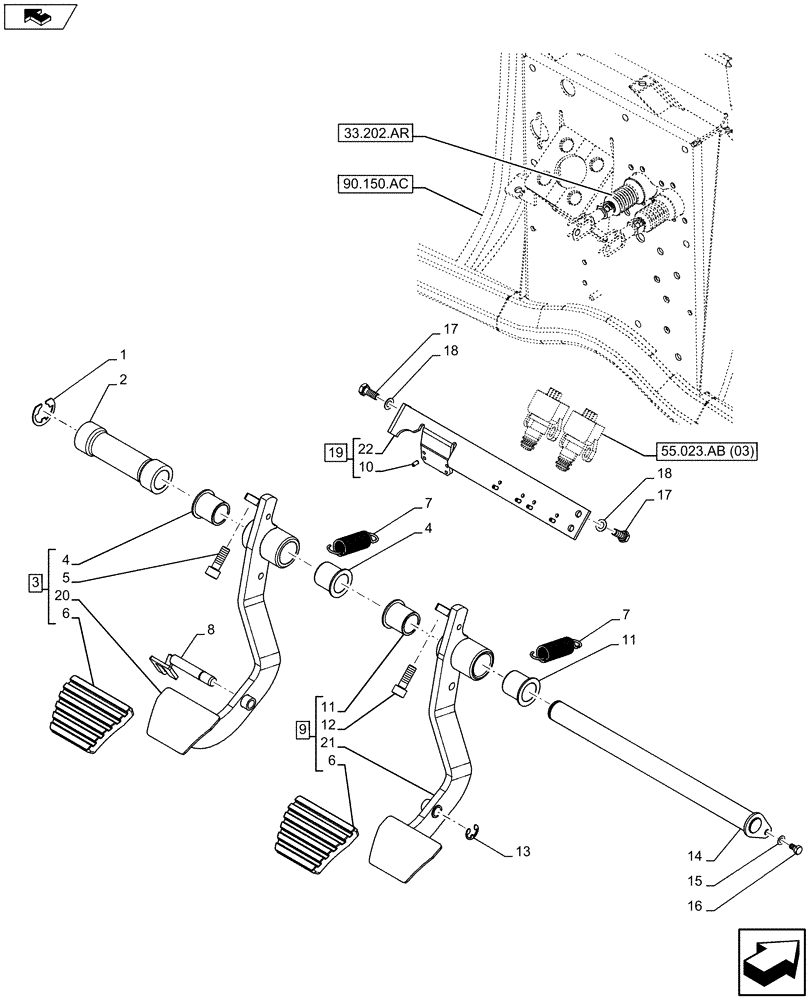 Схема запчастей Case IH MAXXUM 110 - (33.202.BN) - VAR - 390283 - BRAKES, PEDAL (33) - BRAKES & CONTROLS