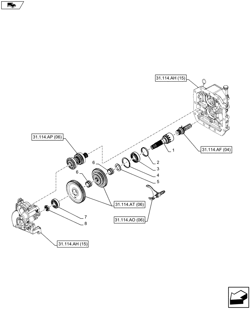 Схема запчастей Case IH FARMALL 115C - (31.114.AB[06]) - VAR - 743594 - PTO 540/1000 RPM, HYDRAULIC, DRIVEN SHAFT - ISO (31) - IMPLEMENT POWER TAKE OFF