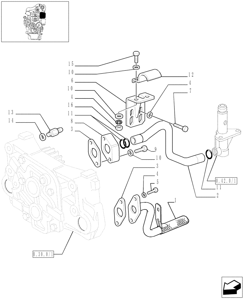 Схема запчастей Case IH JX70 - (0.30.5/01) - PIPING ENGINE OIL (01) - ENGINE