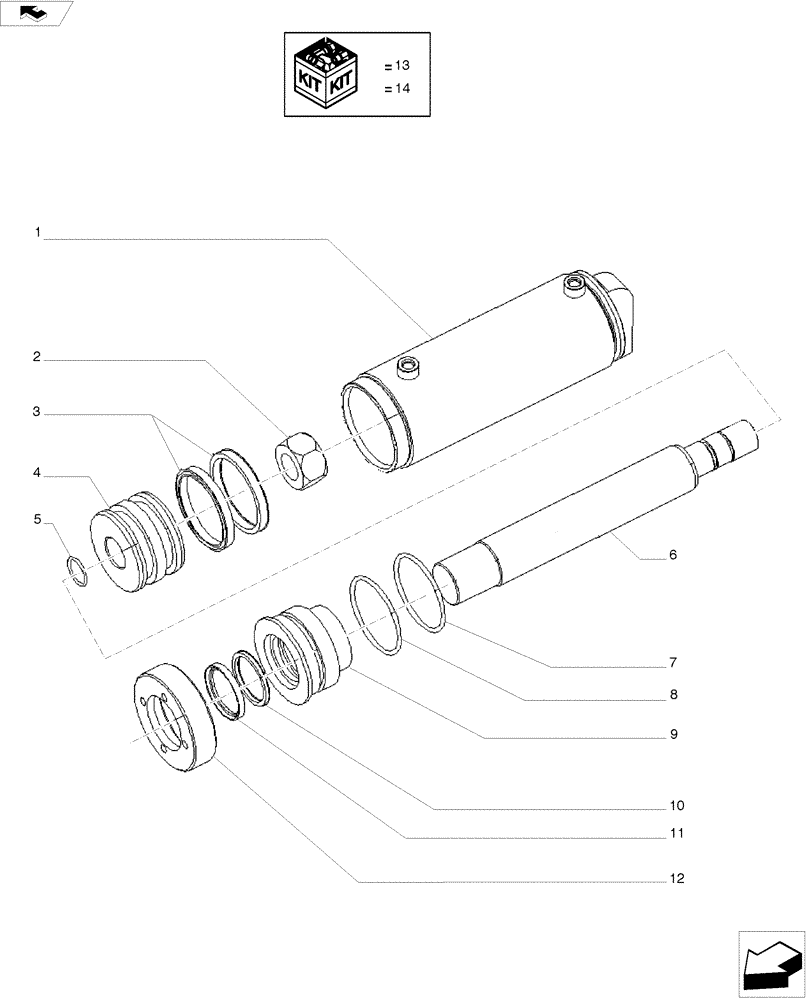 Схема запчастей Case IH A8800 - (48.134.AJ[01]) - HYDRAULIC CYLINDER (TRACK ADJUSTER) (48) - TRACKS & TRACK SUSPENSION