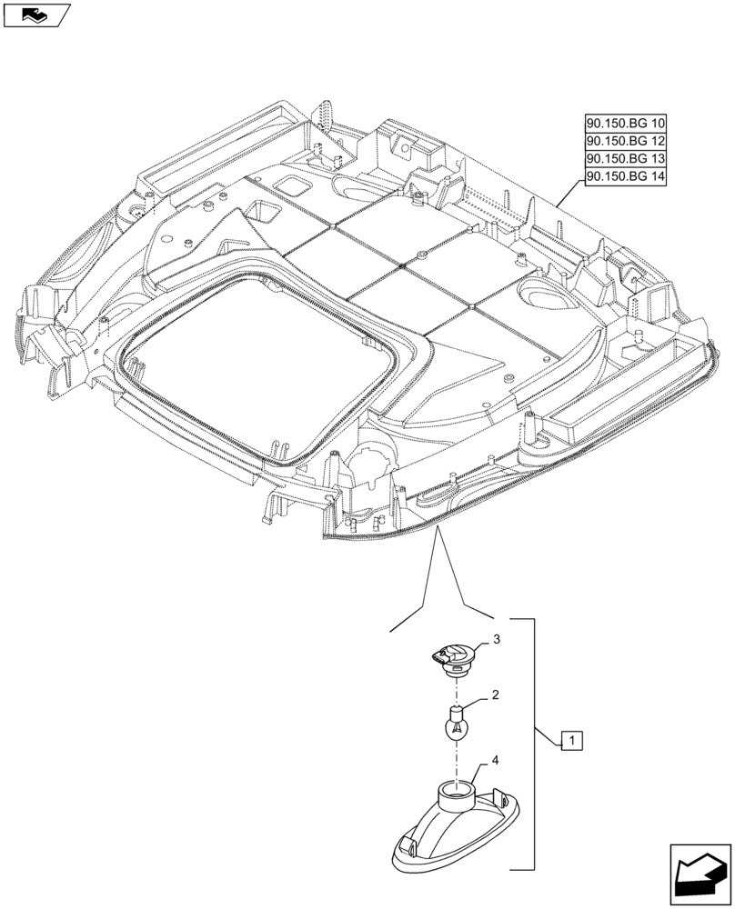 Схема запчастей Case IH MAXXUM 115 - (55.514.AA[01]) - VAR - 330515, 330520, 743816, 331515, 331520, 743729 + STD - CAB INTERIOR LIGHT (55) - ELECTRICAL SYSTEMS