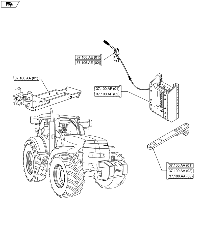 Схема запчастей Case IH MAXXUM 110 - (00.000.37) - PICTORIAL INDEX - HITCHES, DRAWBARS AND IMPLEMENTCOUPLINGS (00) - GENERAL & PICTORIAL INDEX
