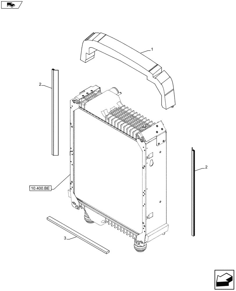 Схема запчастей Case IH MAXXUM 110 - (10.400.BF[01]) - VAR - 335008, 390158 - RADIATOR, SEAL PLATE (10) - ENGINE