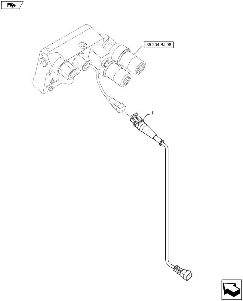 Схема запчастей Case IH MAXXUM 115 - (55.510.BP) - VAR - 334845, 743685 - DIVERTER LINK CAB HARNESS (55) - ELECTRICAL SYSTEMS