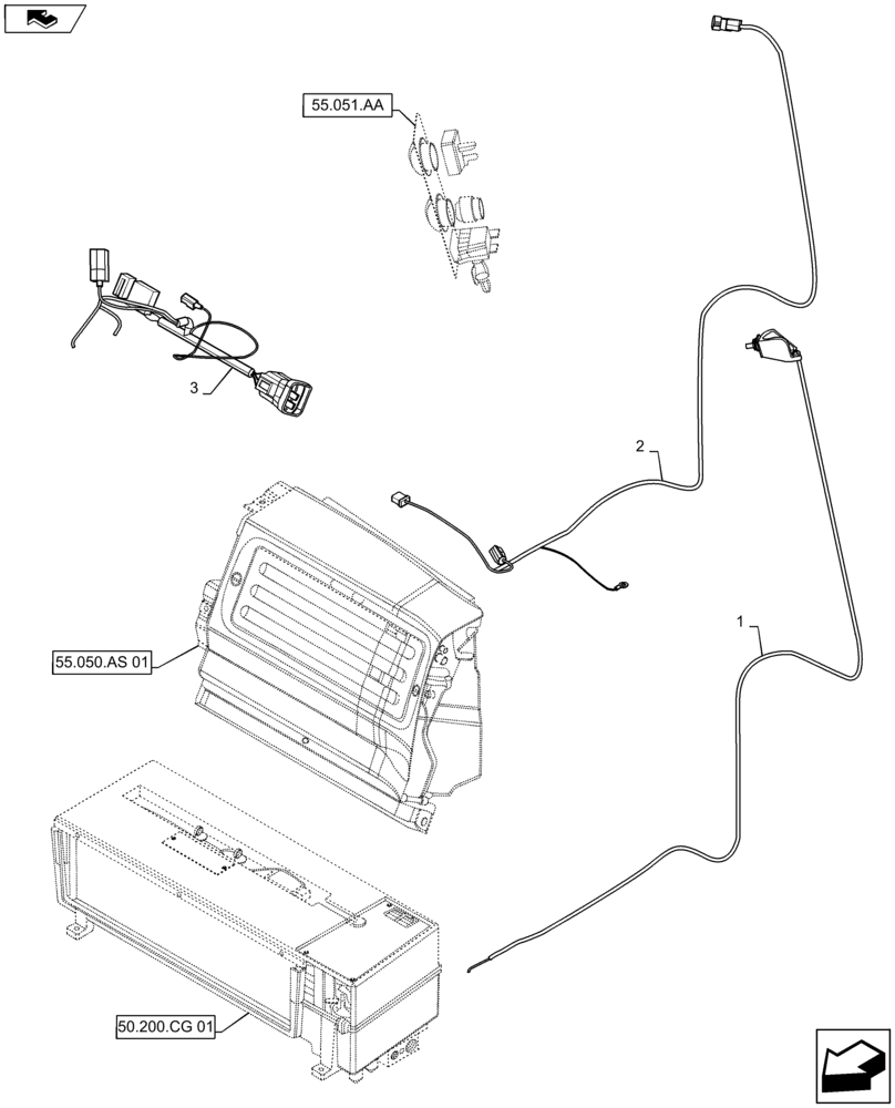 Схема запчастей Case IH MAXXUM 110 - (55.050.AL) - AIR CONDITIONING - WIRE HARNESS (55) - ELECTRICAL SYSTEMS