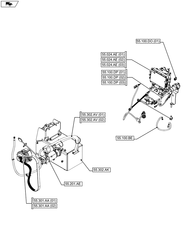 Схема запчастей Case IH MAXXUM 110 - (00.000.55[04]) - PICTORIAL INDEX - ELECTRICAL SYSTEMS (00) - GENERAL & PICTORIAL INDEX