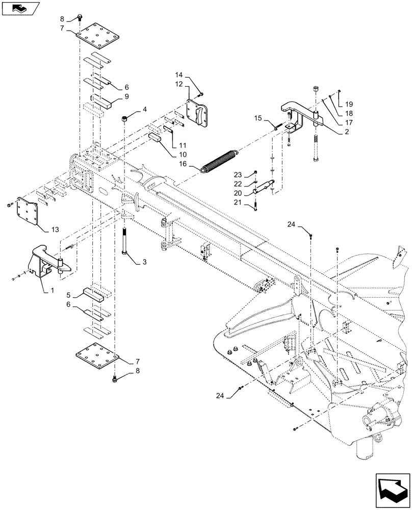 Схема запчастей Case IH 1245 - (39.100.AB[04]) - CARRIER FRAME RECIEVER FOR 30" SPLIT ROW 12/23 (39) - FRAMES AND BALLASTING