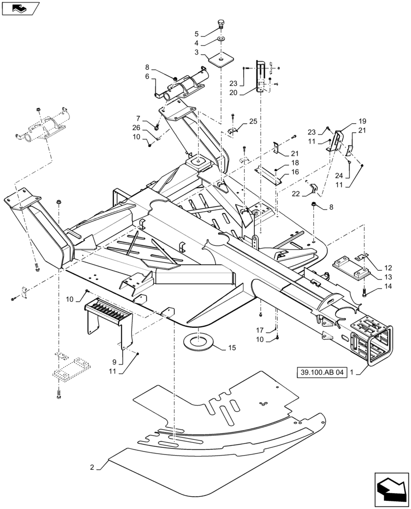 Схема запчастей Case IH 1245 - (39.100.AB[03]) - CARRIER FRAME FOR 30" SPLIT ROW 12/23 (39) - FRAMES AND BALLASTING