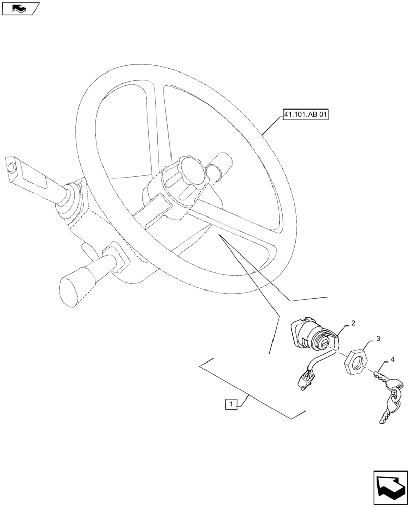 Схема запчастей Case IH MAXXUM 120 - (55.201.AH) - IGNITION SWITCH AND KEY (55) - ELECTRICAL SYSTEMS