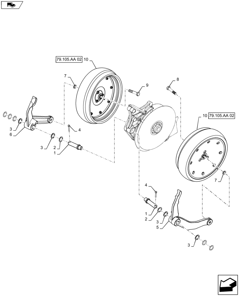 Схема запчастей Case IH 1215 - (79.105.AA[01]) - STANDARD GAUGE WHEEL ASSEMBLY (79) - PLANTING