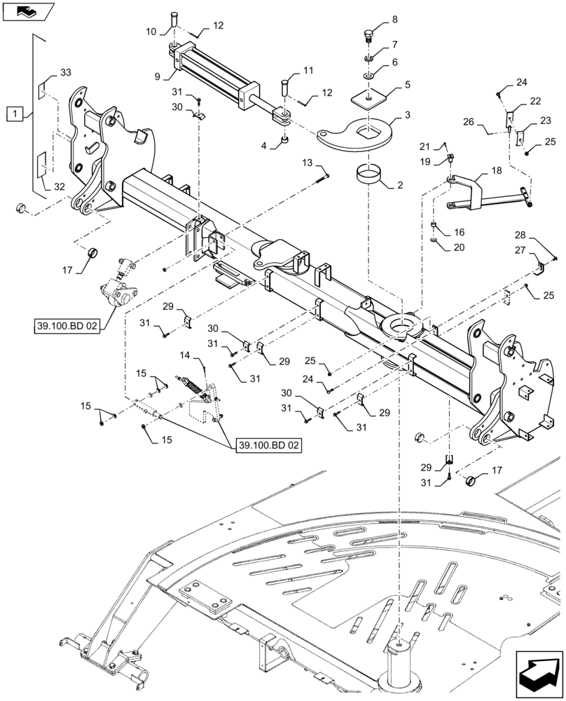 Схема запчастей Case IH 1245 - (39.100.BD[01]) - ROTATING BAR HEAVY FOR 24/20, 30" SPLIT ROW 12/23, 30" SPLIT ROW 12/31 (39) - FRAMES AND BALLASTING