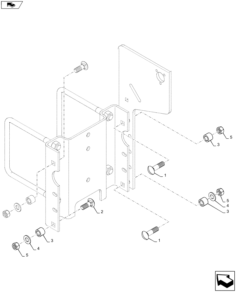 Схема запчастей Case IH 1245 - (79.105.AH[03]) - LINKAGE SPLITER HARDWARE FOR HYDRAULIC MOTOR (79) - PLANTING