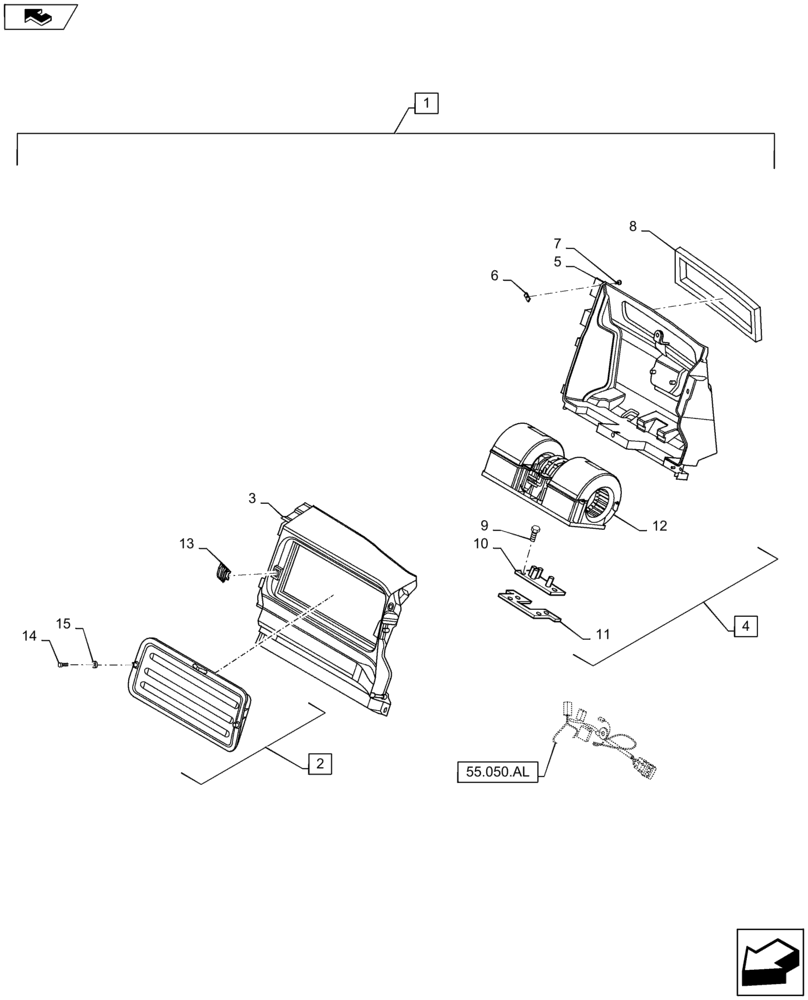 Схема запчастей Case IH MAXXUM 115 - (55.050.AS[01]) - BLOWER BREAKDOWN (55) - ELECTRICAL SYSTEMS