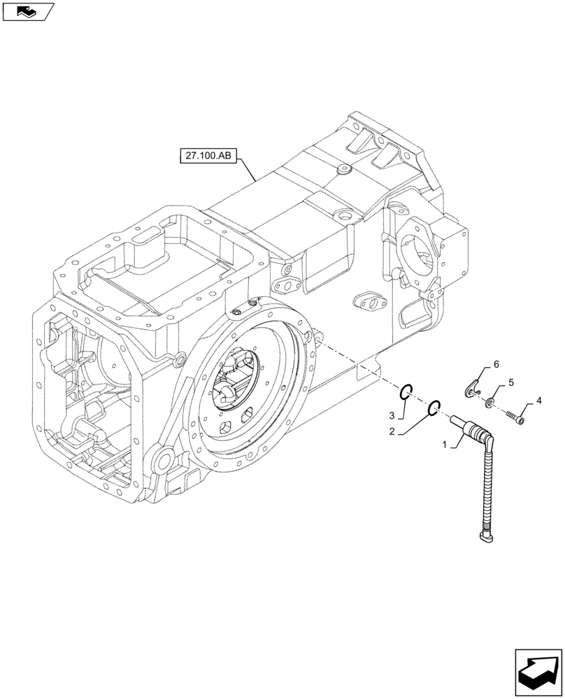 Схема запчастей Case IH MAXXUM 140 - (55.046.AB) - 331333 + STD - REAR AXLE HOUSING - SPEED SENSOR (55) - ELECTRICAL SYSTEMS