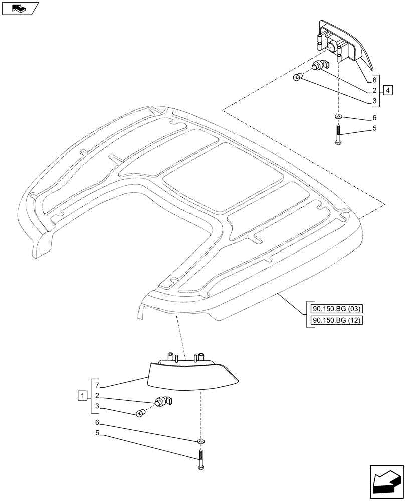 Схема запчастей Case IH MAXXUM 130 - (55.404.CL[04]) - VAR - 743726, 743729, 743730 - LIGHTING NA W/CAB (55) - ELECTRICAL SYSTEMS