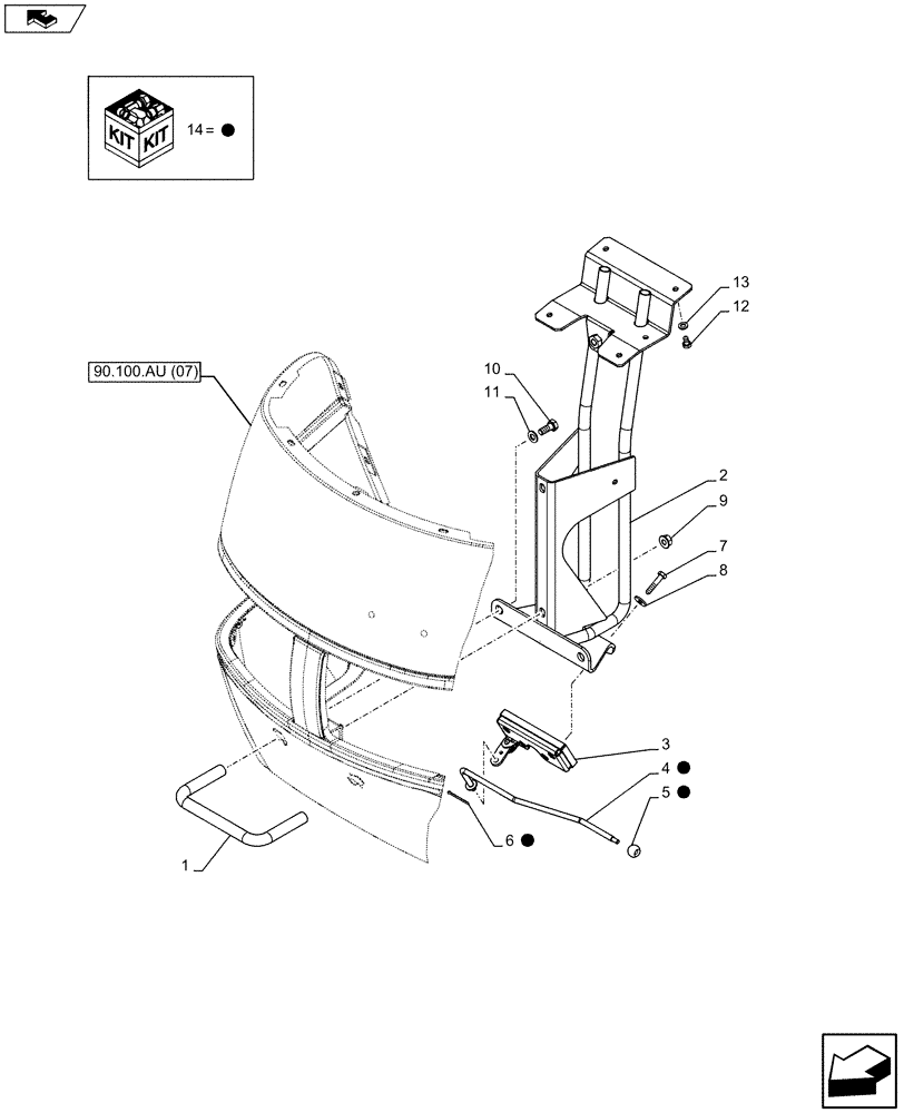 Схема запчастей Case IH MAXXUM 120 - (90.102.AU[02]) - VAR - 331571, 743729, 743730, 743731 - HOOD, LATCH (90) - PLATFORM, CAB, BODYWORK AND DECALS