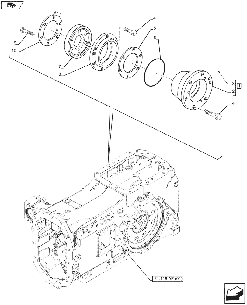 Схема запчастей Case IH MAXXUM 120 - (27.106.AC[01]) - VAR - 332351, 391223 - DIFFERENTIAL, SUPPORT (27) - REAR AXLE SYSTEM