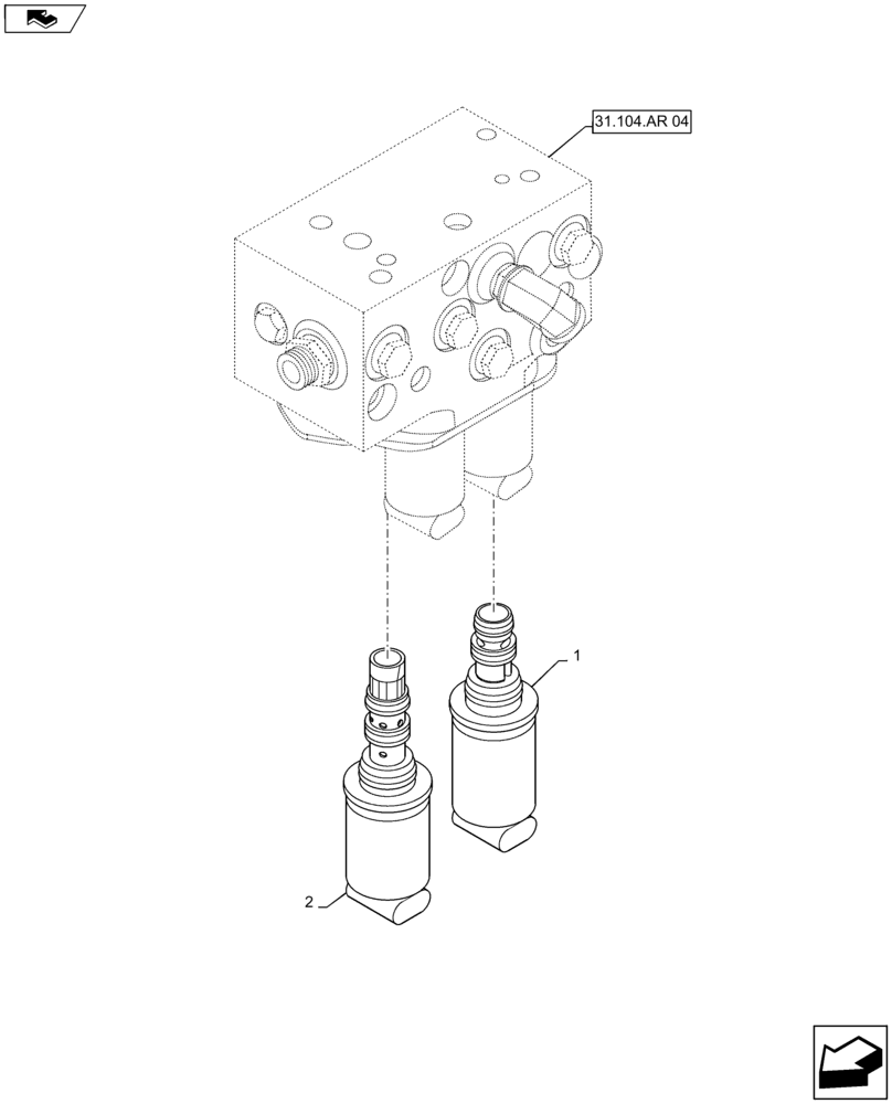 Схема запчастей Case IH MAXXUM 140 - (55.048.AK) - VAR - 338405, 339405, 743744 + STD - REAR ELECTROHYDRAULIC PTO CONTROL -ELECTROHYDRAULIC CONTROL VALVE - SOLENOID VALVES (55) - ELECTRICAL SYSTEMS