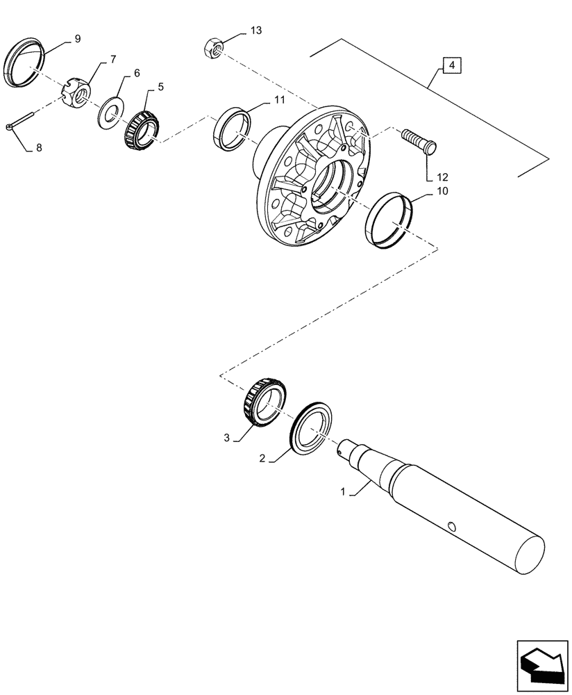 Схема запчастей Case IH 1245 - (44.530.AE[01]) - HUB/SPINDLE MAIN CARRIER (44) - WHEELS