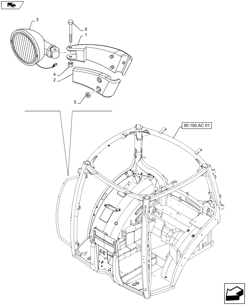 Схема запчастей Case IH MAXXUM 115 - (55.404.CY[02]) - VAR - 330661, 331661 - HIGH LEVEL ROAD LIGHTING PACKAGE - GRABRAIL MOUNTED (55) - ELECTRICAL SYSTEMS