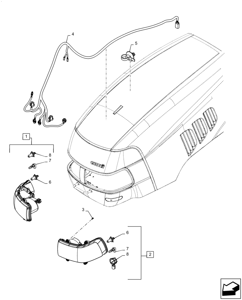 Схема запчастей Case IH MAXXUM 110 - (55.404.AQ[01]) - HEADLAMP - FRONT LIGHTS (55) - ELECTRICAL SYSTEMS