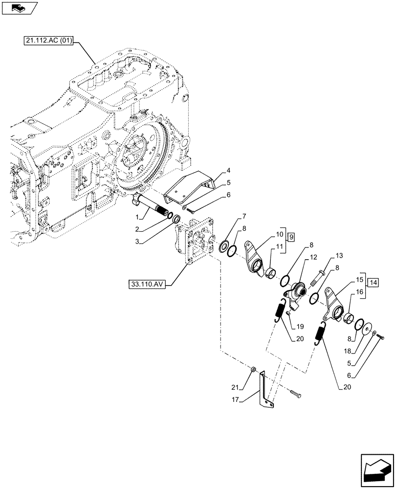 Схема запчастей Case IH MAXXUM 110 - (33.110.BA[01]) - VAR - 390283 - PARKING BRAKE, LEVER (33) - BRAKES & CONTROLS