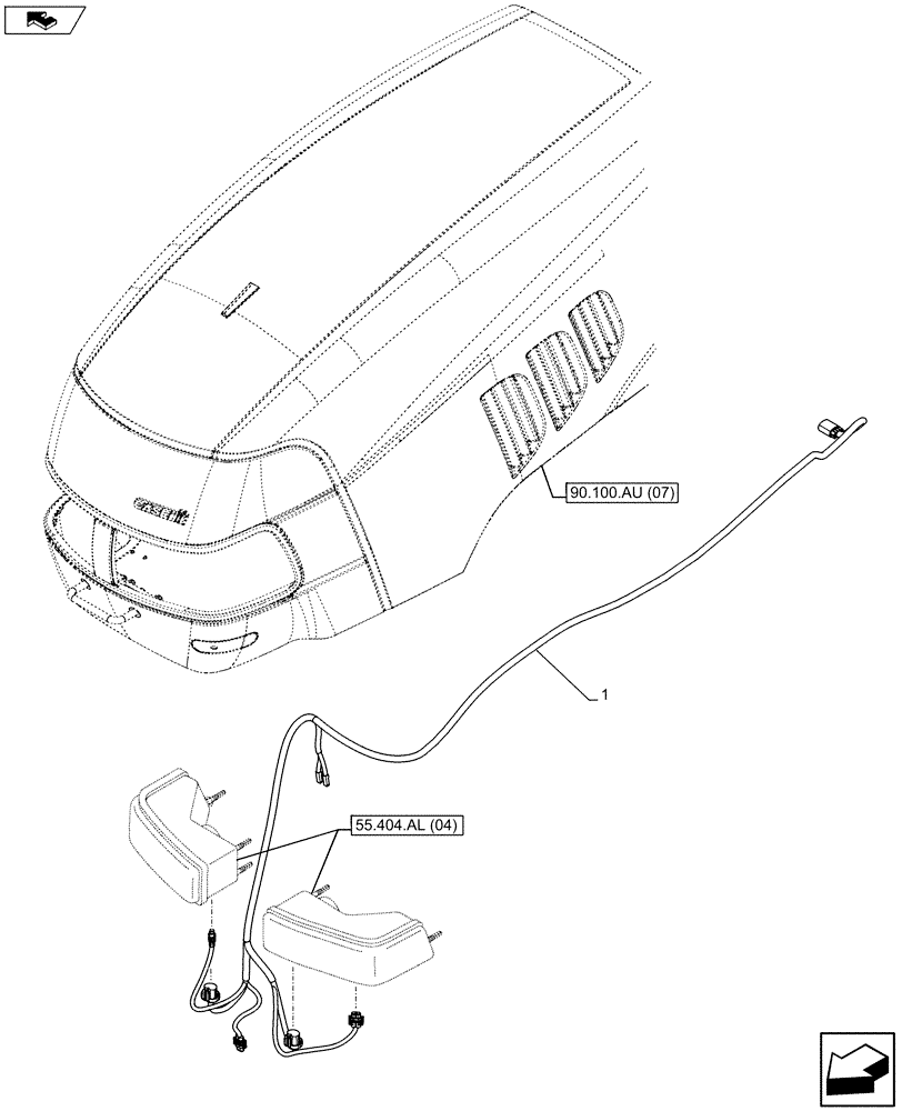 Схема запчастей Case IH MAXXUM 120 - (55.511.AC[02]) - VAR - 330698 - HEADLAMP, HARNESS (55) - ELECTRICAL SYSTEMS