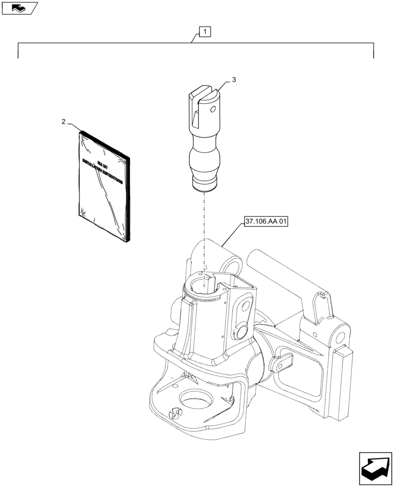 Схема запчастей Case IH MAXXUM 110 - (88.100.37[05]) - DIA KIT - SWIVEL COUPLING 38MM (88) - ACCESSORIES