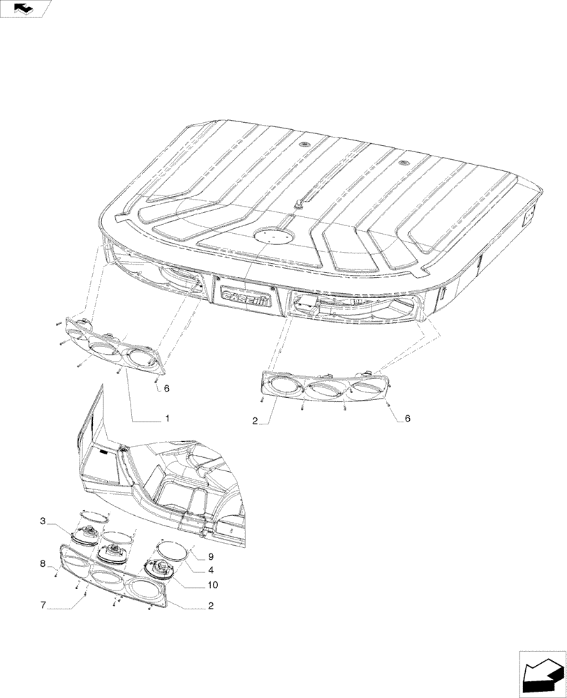 Схема запчастей Case IH A8800 - (55.404.AQ) - CAB ROOF, LIGHT (55) - ELECTRICAL SYSTEMS