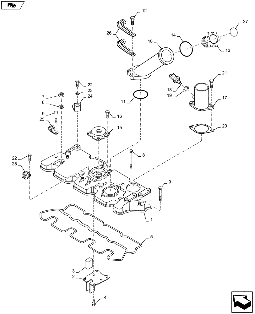 Схема запчастей Case IH SR130 - (10.101.AB) - CYLINDER HEAD & RELATED PARTS (10) - ENGINE