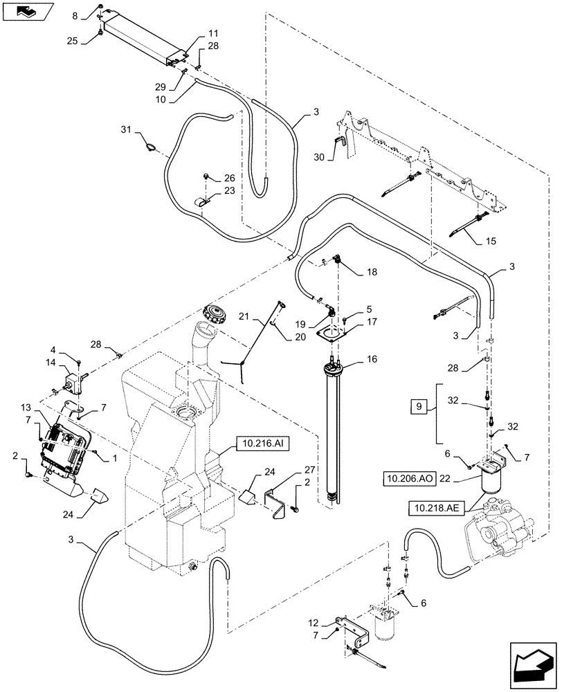 Схема запчастей Case IH SR175 - (10.210.AF) - FUEL LINES (10-MAY-2012 THRU 17-JUN-2015) (10) - ENGINE