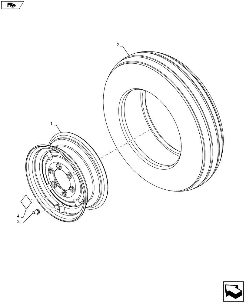 Схема запчастей Case IH 1245 - (44.530.AF[03]) - CARRIER WING WHEEL/TIRE (44) - WHEELS