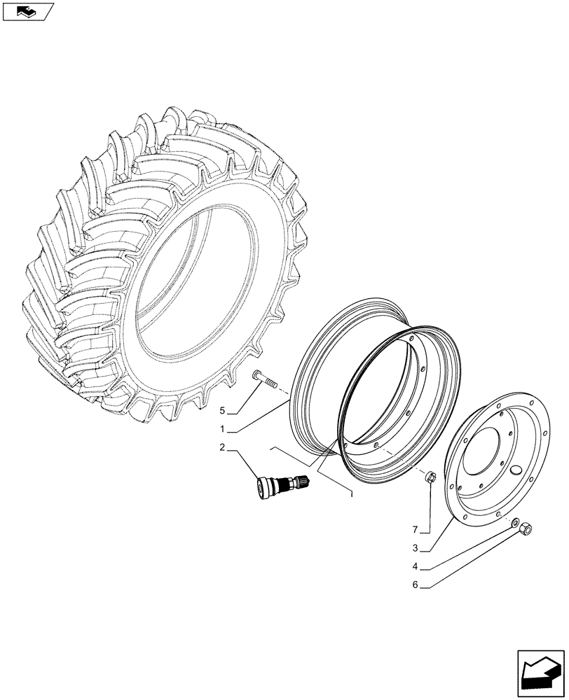 Схема запчастей Case IH MAXXUM 120 - (44.520.AB[01]) - VAR 8328401, 8375501, 8976401, 8978401 - REAR WHEEL (DW15LX38) (44) - WHEELS