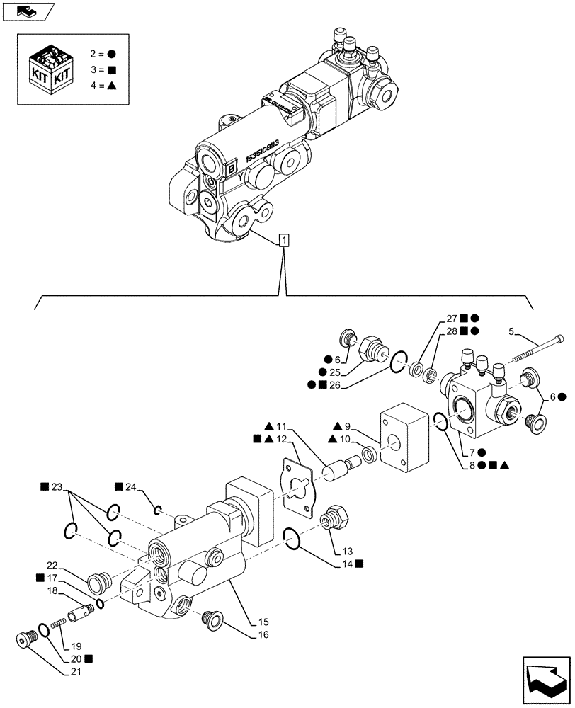 Схема запчастей Case IH MAXXUM 110 - (33.220.AM[03]) - VAR - 330718, 331723, 332301, 332302, 744784, 744785 - TRAILER BRAKE VALVE - BREAKDOWN (33) - BRAKES & CONTROLS