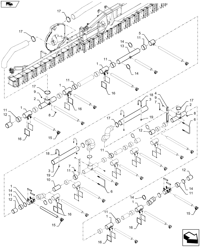 Схема запчастей Case IH 1245 - (79.103.AA[04]) - VACUUM CONNECTORS FOR 30" SPLIT ROW 12/23 (79) - PLANTING