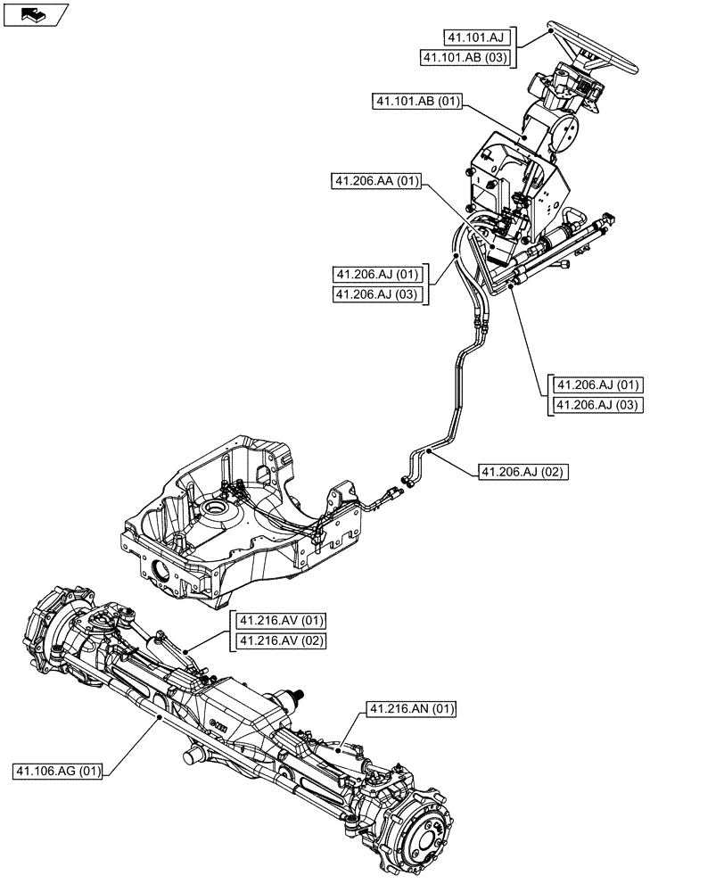 Схема запчастей Case IH MAXXUM 110 - (00.000.41) - PICTORIAL INDEX - STEERING (00) - GENERAL & PICTORIAL INDEX
