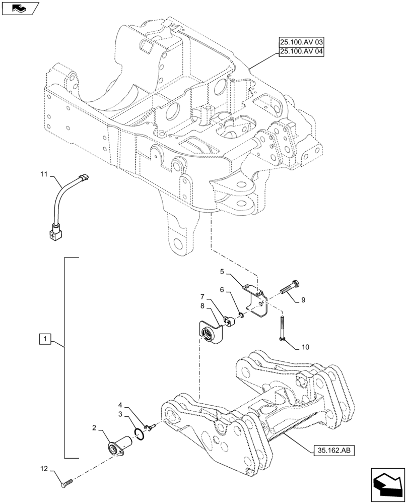 Схема запчастей Case IH MAXXUM 110 - (55.160.AP) - VAR - 333648, 334648, 335648, 743700, 336831, 337831, 743699 - INTEGRATED FRONT HPL - TURN ANGLE SENSOR (55) - ELECTRICAL SYSTEMS