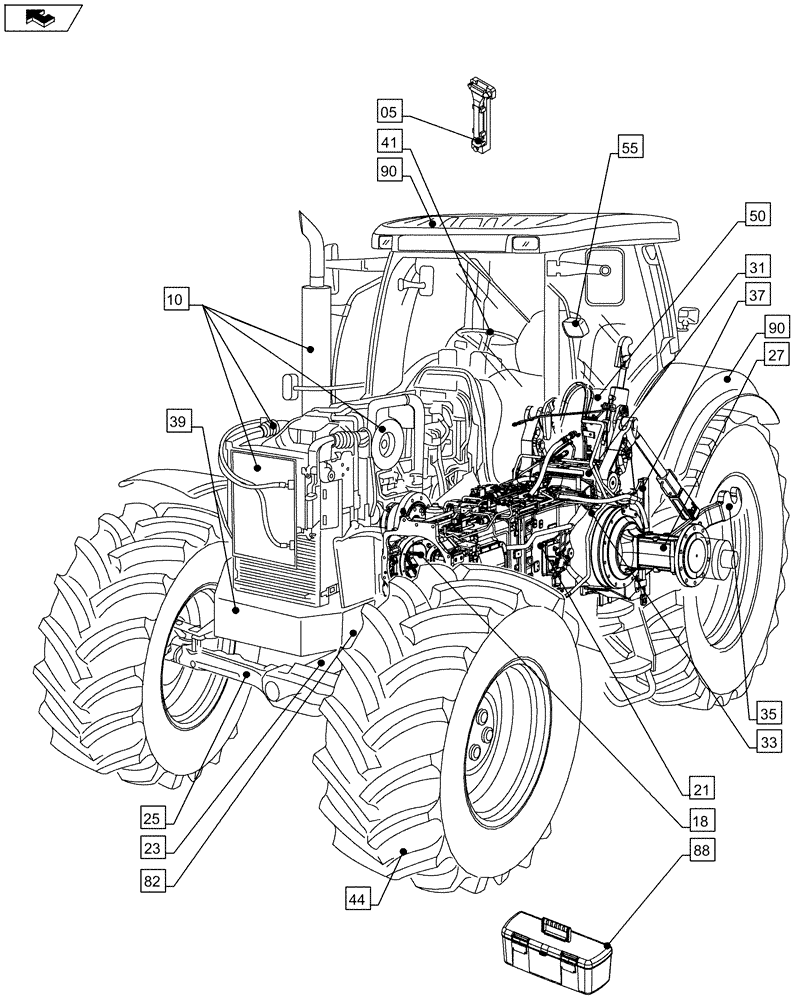 Схема запчастей Case IH MAXXUM 110 - (00.000.00) - PICTORIAL INDEX - MAIN SECTIONS (00) - GENERAL & PICTORIAL INDEX