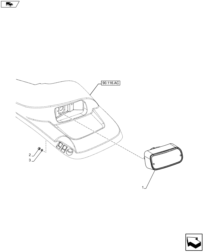 Схема запчастей Case IH MAXXUM 110 - (55.404.BM[02]) - VAR - 390007 - REAR LAMP, POSITION, STANDARD , FENDER (55) - ELECTRICAL SYSTEMS